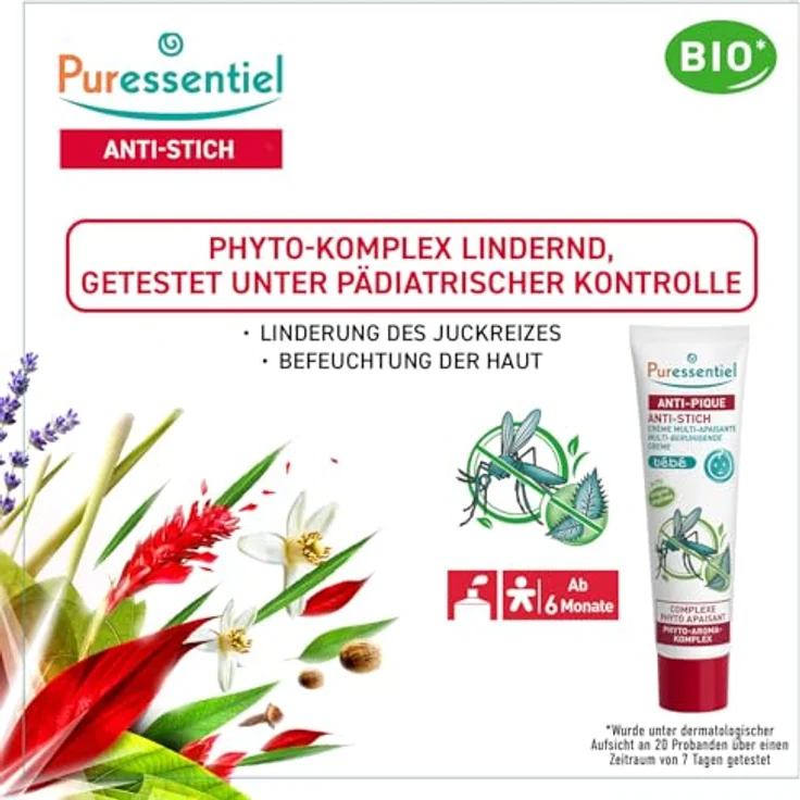 Puressentiel Anti-Stich Multi-Beruhigende Creme für Babys, 30 ml Tube, beruhigend und anti-reizend – Bild 3