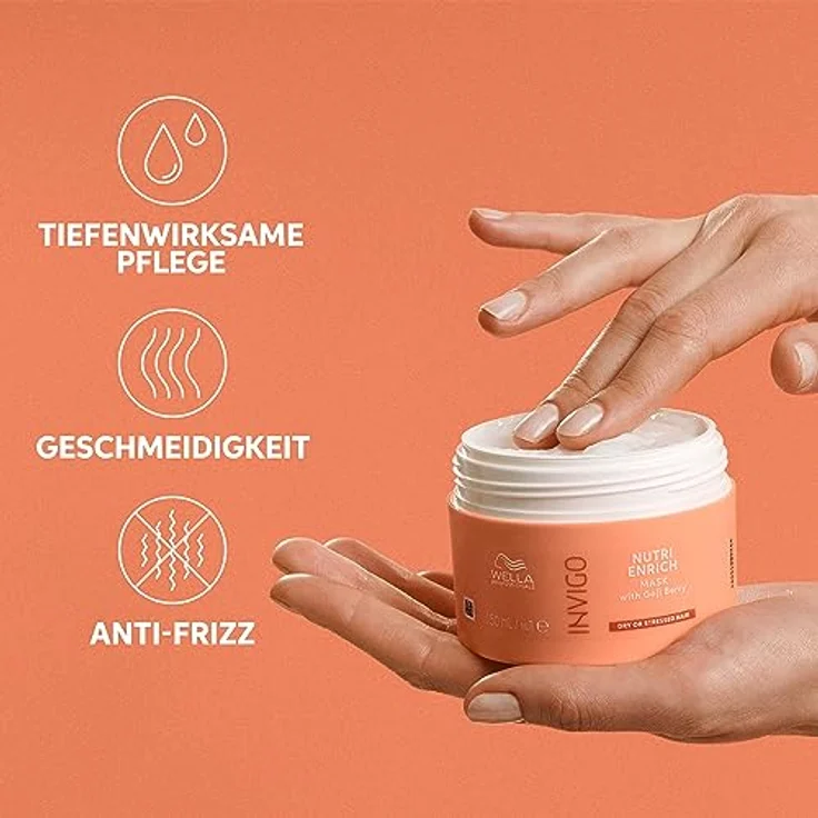 Wella Professionals Invigo Nutri Enrich Deep Nourishing Mask – Haarmaske mit Vitamin E und Panthenol – intensive Pflege für kaputtes Haar – gegen Frizz – 150 ml – Bild 2