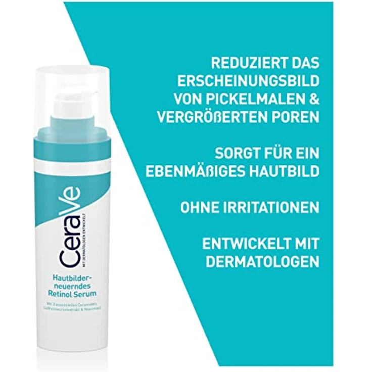 CeraVe Hautbilderneuerndes Retinol Serum, Gesichtsserum für ebenmäßige Haut und aufgehellte Pickelmale, Mit Ceramiden und Niacinamid, 1 x 30 ml – Bild 2