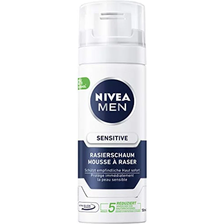 NIVEA MEN Sensitive Rasierschaum, schonender 50 ml Rasierschaum im praktischen 10er Pack für sensible Haut – Bild 1