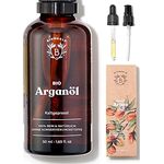 Bionoble Arganöl Bio 50ml - 100% Rein, Natürlich und Kaltgepresst - Gesicht, Körper, Haar, Bart, Nägel - Vegan und Cruelty Free - Argan Oil - Glasflasche + Pipette + Pumpe