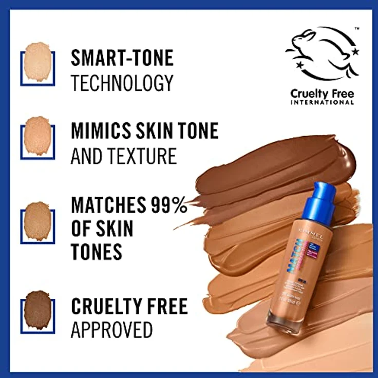 Rimmel London Match Perfection Foundation 30 ml, SPF20, 24h Feuchtigkeit, Vitamin E – Bild 5