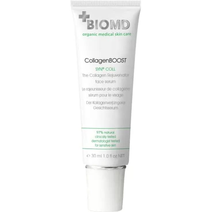 BIOMED BioMD Collagen Boost, 30ml - Kollagenverjüngung mit SYN COLL, reduziert Falten, glättet die Haut, verbessert Festigkeit und Elastizität, natürlicher Aufheller mit Zitronensäure, klinisch getestet
