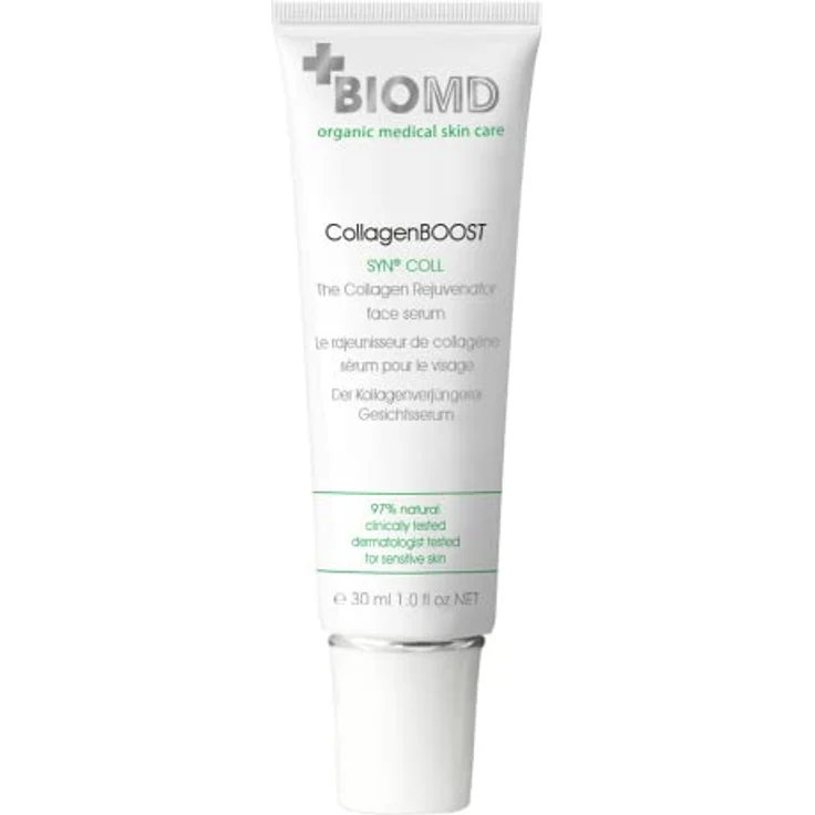 BIOMED BioMD Collagen Boost, 30ml - Kollagenverjüngung mit SYN COLL, reduziert Falten, glättet die Haut, verbessert Festigkeit und Elastizität, natürlicher Aufheller mit Zitronensäure, klinisch getestet – Bild 1