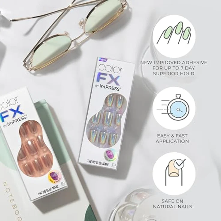 KISS Color FX im Press, selbstklebende künstliche Fingernägel, 30 Stück für Maniküre und Nageldesign – Bild 4