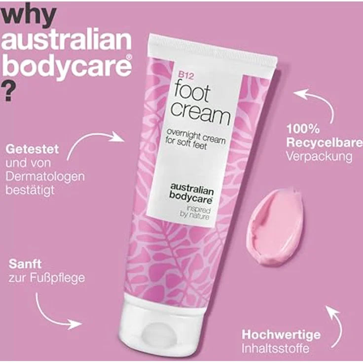 Australian Bodycare B12 Fußcreme, mit 10% Urea und Sheabutter, intensive Pflege für rissige Fersen und trockene Haut – Bild 4