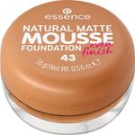 essence NATURAL MATTE MOUSSE FOUNDATION, Nr. 43, Nude, mattierend, abdeckend, Expressergebnis, matt, vegan, ohne Parfüm, ohne Alkohol, ohne Konservierungsstoffe, 1er Pack (16g)