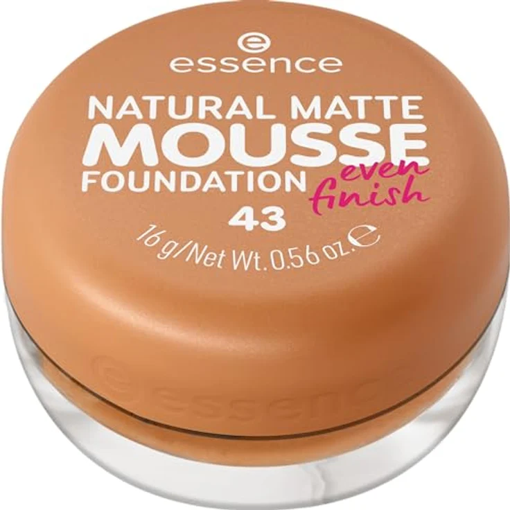 essence NATURAL MATTE MOUSSE FOUNDATION, Nr. 43, Nude, mattierend, abdeckend, Expressergebnis, matt, vegan, ohne Parfüm, ohne Alkohol, ohne Konservierungsstoffe, 1er Pack (16g) – Bild 1