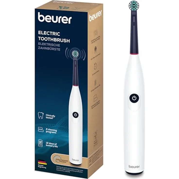 Beurer TB 15, Elektrische Zahnbürste mit oszillierender Technologie für effektive Plaque-Entfernung