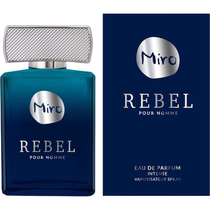 Miro Rebel Eau de Parfum Spray Herren, moderne Duftkomposition mit Kardamom und Zedernholz, 75 ml, bläulich getönter Glasflakon