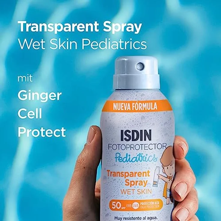 ISDIN Pediatrics Wet Skin Transparent Spray LSF50 (250ml) | Wasserfest und Wet Skin | unsichtbarer und leichter Lichtschutz – Bild 4