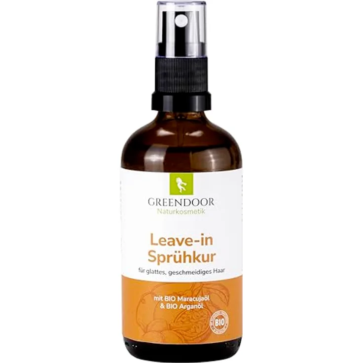 GREENDOOR Leave-in Sprühkur Haare 100ml, feuchtigkeitsspendend ohne Silikone, natürlicher Glanz, Peta approved