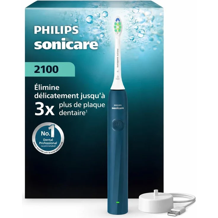 Philips Sonicare 2100 Series 2100 HX4021/04, Wiederaufladbare Schallzahnbürste mit 31.000 Bewegungen pro Minute, Blaue Ausführung für tägliche Pflege