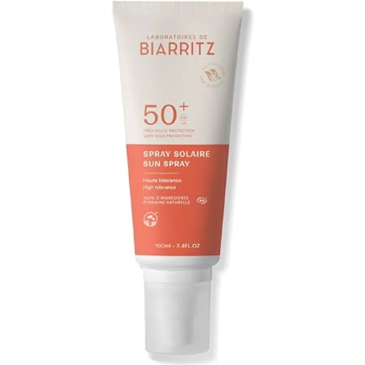 Laboratoires de Biarritz Sonnenspray LSF50+, Bio-zertifiziert für Gesicht und Körper, leichtes Fluid, 100ml, Made in France, für Babys, Kinder und Erwachsene