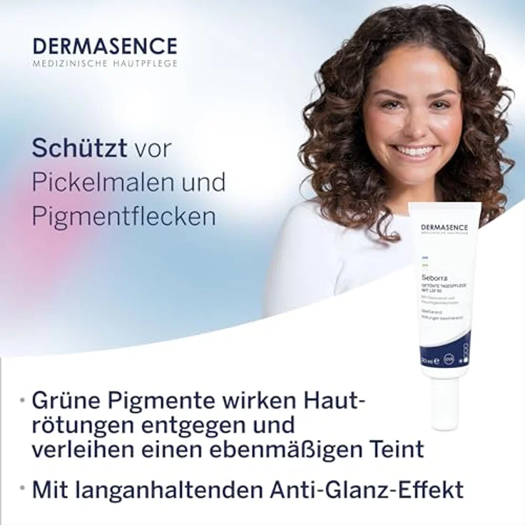 DERMASENCE Seborra Getönte Tagespflege mit LSF 50, 30 ml - Mattierende Tagespflege mit hohem Lichtschutzfaktor - Rötungen kaschierend, grün – Bild 4
