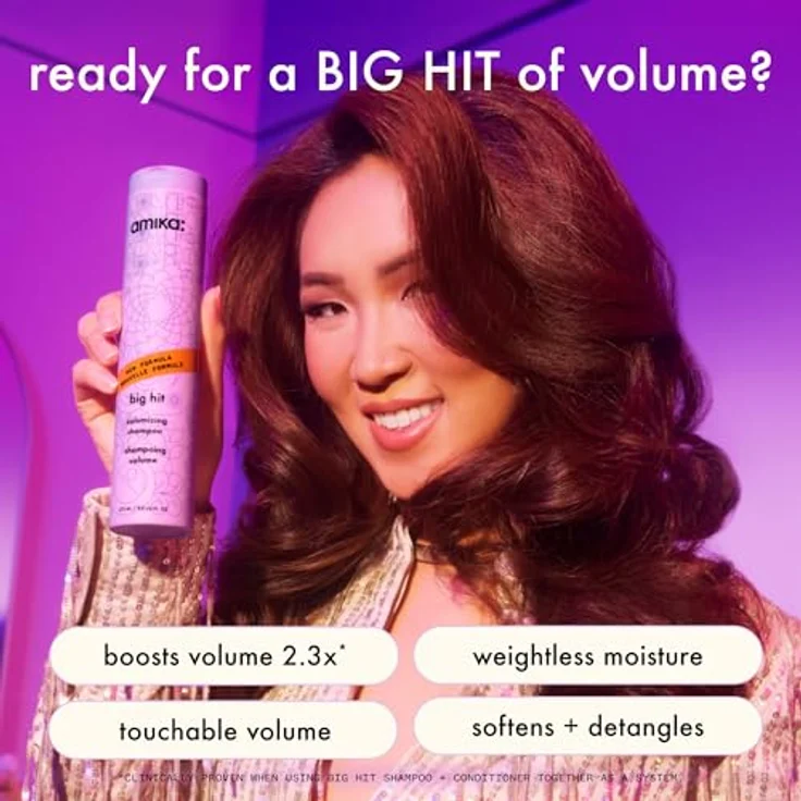 amika Big Hit Volumizing Conditioner 275 ml, Haarspülung für feines bis mittleres Haar, langanhaltendes Volumen mit Koffein & Glycerin, vegan – Bild 2