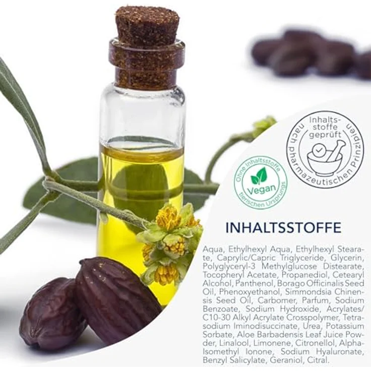 frei öl Hydrolipid FeuchtigkeitsCreme, Gesichtscreme mit Aloe Vera, Urea, Jojoba- und Borretschöl, 48h intensive Feuchtigkeit, vegan, 50 ml – Bild 4