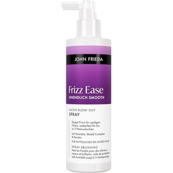 John Frieda Frizz Ease Unendlich Smooth Salon Blow-Out Spray, 200 ml, für mitteldickes bis dickes, farbbehandeltes Haar, Frizz-Bändige Wirkung, Hitzeschutz bis 230 °C – Bild 1