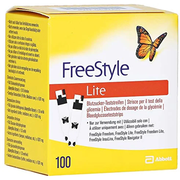 Abbott FreeStyle Lite Teststreifen ohne Codieren, 100 Stück, PZN: 00436080 – Bild 1