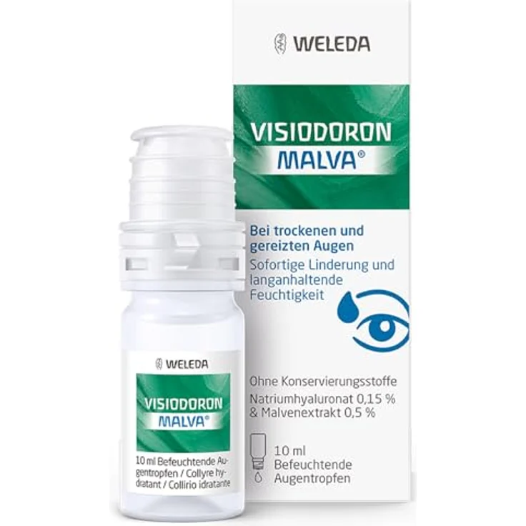 WELEDA Visiodoron Malva® Augentropfen, 10ml - bei trockenen, gereizten Augen, lindert sofort und befeuchtet langanhaltend, frei von Konservierungsstoffen – Bild 1