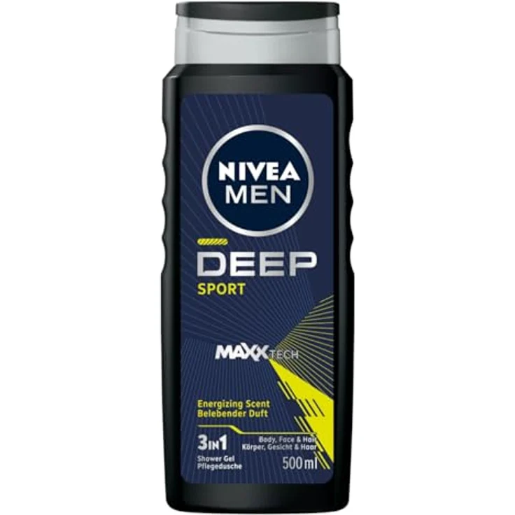 NIVEA MEN DEEP SPORT Duschgel, 500 ml, 99 % biologisch abbaubare Formel mit dermatologisch bestätigter Hautverträglichkeit und frischem Duft – Bild 1