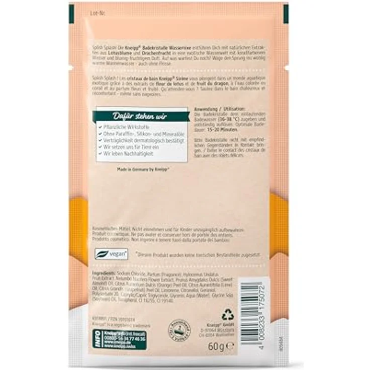 Kneipp Badekristalle Wassernixe - Badezusatz mit Lotusblume & Drachenfrucht, korallfarbenes Wasser, 60g – Bild 2