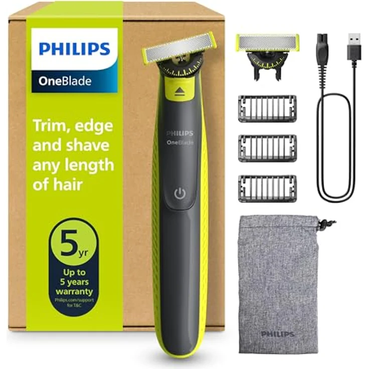Philips OneBlade 360 Face Elektrischer Bartschneider Rasierer 2x 360 Klingen 3x, USB wasserfest – Bild 2