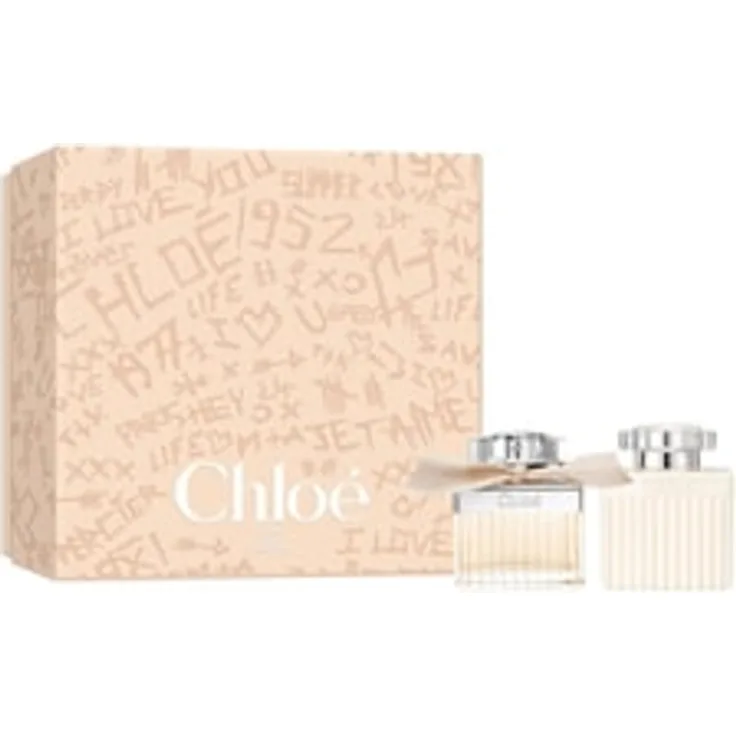 Chloé Chloé Eau de Parfum & Bodylotion Set, 50 ml Eau de Parfum und 100 ml Bodylotion für Frauen, Duftset in rippierter Glasflasche mit Schleife