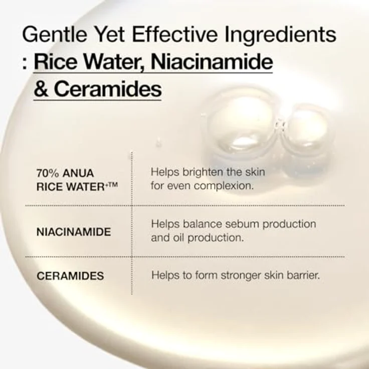 ANUA Rice 70 Glow Milky Toner, Reiswasser, Niacinamid, Ceramide, Panthenol, 250 ml/8,45 fl.oz. – Bild 5