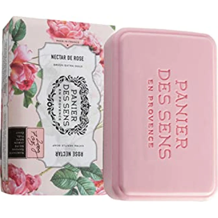 Panier des Sens Seifenstück Rosennektar, Hand- und Körperseife mit Shea-Öl, 97% natürliche Inhaltsstoffe, 2x200g, Französisch, für Damen und Herren – Bild 2