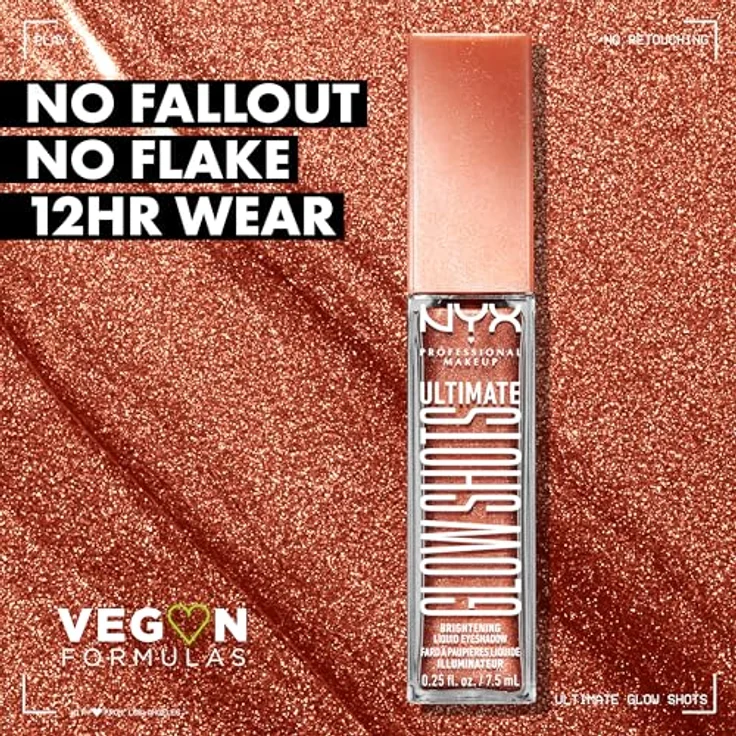 NYX Professional Makeup Ultimate Glow Shots, Lidschatten mit glossy-glitzerndem Finish, 7,5 ml, Nr. 11 - Clementine Fine – Bild 3