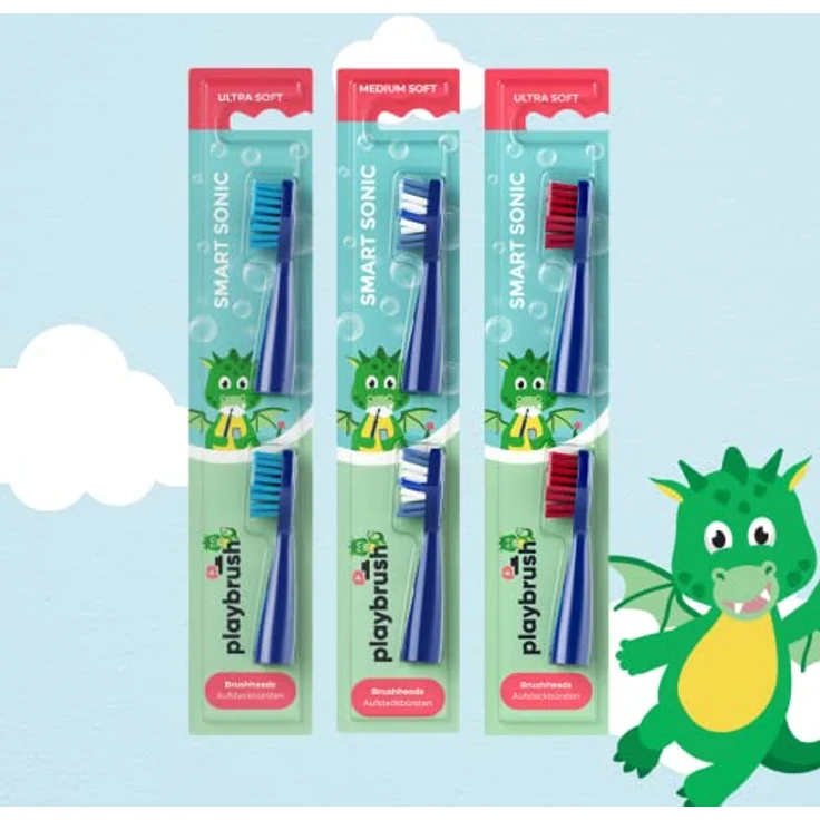 Playbrush 2er-Pack blau speziell für Kinderzähne mit extra weichen Borsten – Bild 4