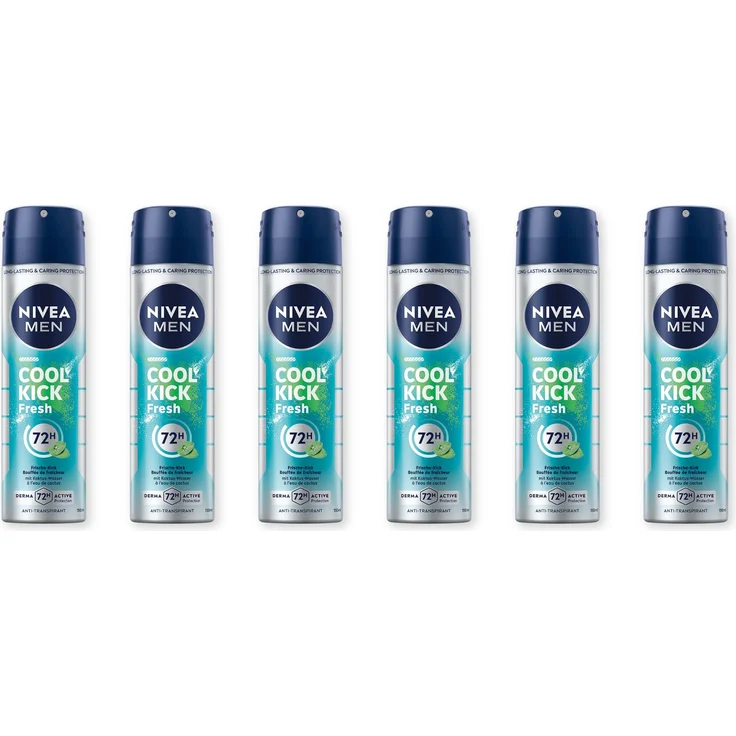 NIVEA Deodorant Men Cool Kick Fresh Anti-Transpirant Spray, 72h Schutz, 6 x 150 ml