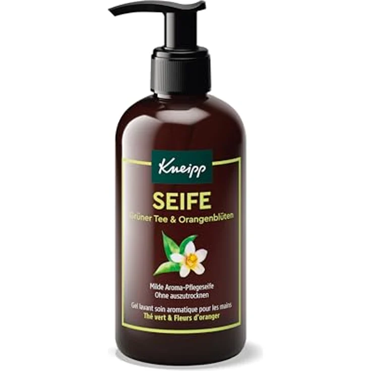 Kneipp Flüssigseife, milde Aroma-Pflegeseife mit grünem Tee & Orangenblüten, 250 ml – Bild 1