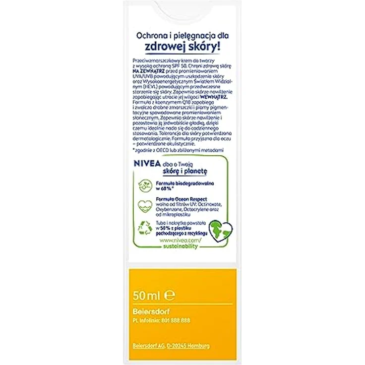 NIVEA UV Face SPF50 Q10 Anti-Age, 0% weiße Rückstände (50 ml), Q10 Sonnencreme für das Gesicht, UV-Gesichtscreme, Anti-Aging-Creme mit SPF50, Verpackung kann variieren – Bild 2