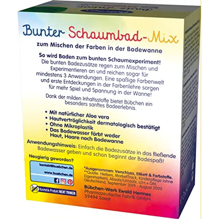 Bübchen Bade-Labor, 3 x 50 ml – bunter Schaumbad-Mix mit Wasserfarb-Effekt zum Mischen und Experimentieren, vegan, ohne Silikone und Mikroplastik – Bild 2