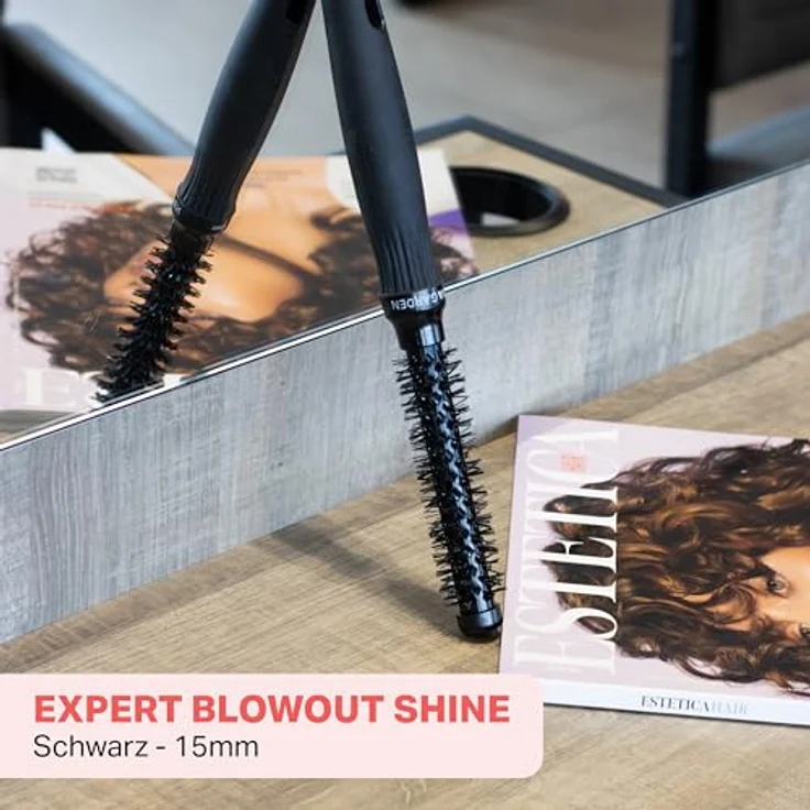 Olivia Garden Expert Blowout Shine, Rundbürste 15 mm, antistatische Keramikbürste für glänzende und frizzfreie Blowouts, schwarz – Bild 2