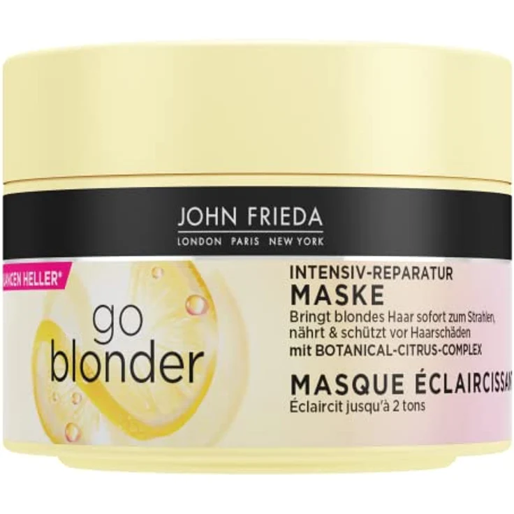 John Frieda Go Blonder Maske - Inhalt: 250 ml - Intensiv-Reparatur Haarkur - Haartyp: Blond, blondiert - Schützt vor Haarschäden – Bild 1