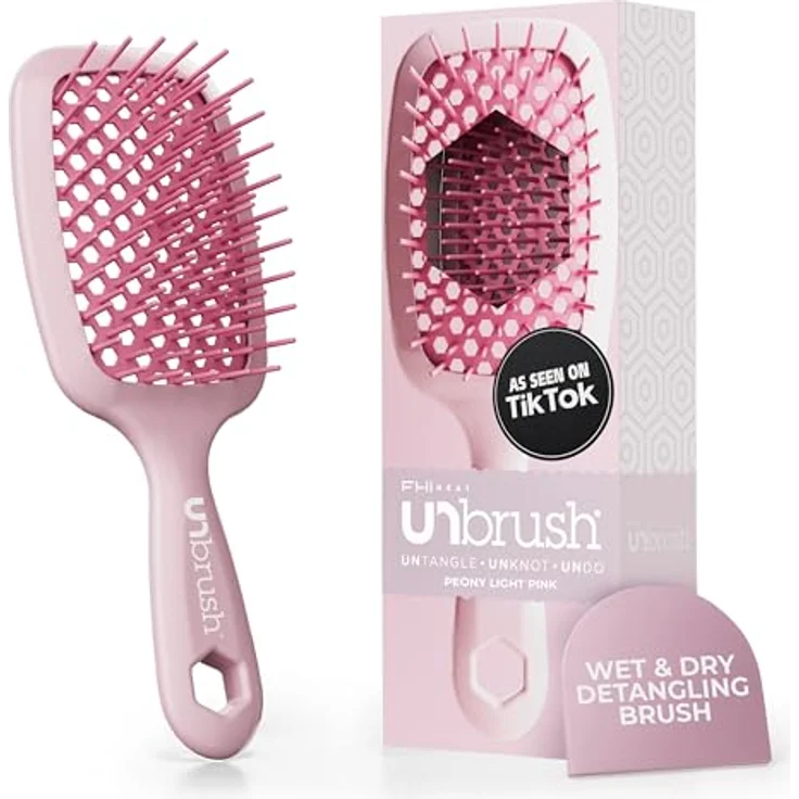 FHI Heat UNbrush Entwirrungsbürste, schmerzfreies Bürsten für nasses und trockenes Haar, DuoFlex-Antistatikborsten, leichter Griff, belüftet, Pfingstrosenrosa – Bild 1