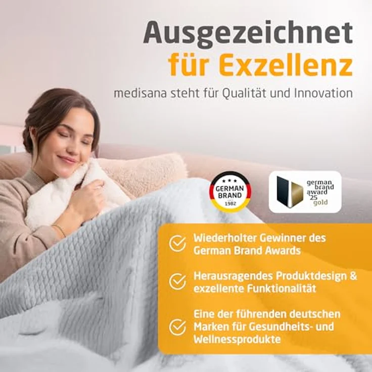 Medisana HB 416, Heizdecke für kuschelige Wärme, 120 Watt, hellgrau (180 x 130 cm) – Bild 6
