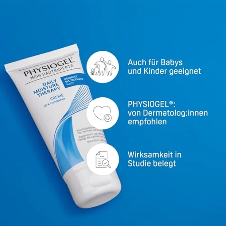 Physiogel Daily Moisture Therapy Creme 200 ml - nährende Feuchtigkeitscreme für trockene Haut, regeneriert und schützt vor Trockenheit, dermatologisch getestet, auch für Babys geeignet – Bild 5