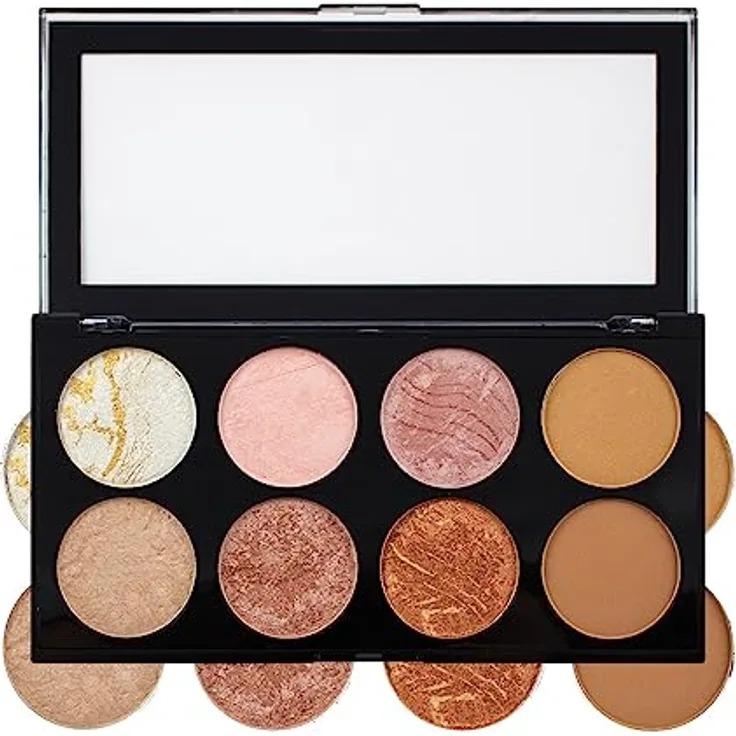 Makeup Revolution Ultra Blush Palette Golden Sugar, 8-in-1 Bronzer, Blush und Highlighter, 13 g