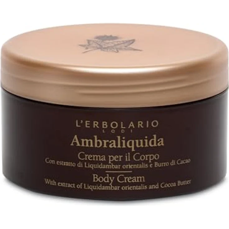 L'Erbolario Ambraliquida Körpercreme, Feuchtigkeitsspendende und Straffende Emulsion für trockene Haut, 250 ml – Bild 1