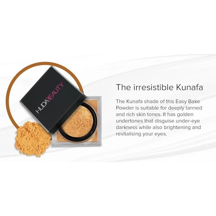 Huda Beauty Easy Bake Loose Powder, loser Puder in Farbton Kunafa, 20 g für mattes Finish und langanhaltende Makeup-Fixierung – Bild 2