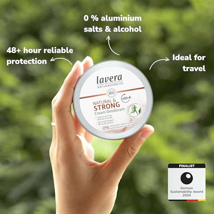 lavera Deo Creme NATURAL & STRONG 48+ h - 50ml, vegan, ohne Aluminium - mit Bio-Ginseng und natürlichen Mineralien – Bild 2