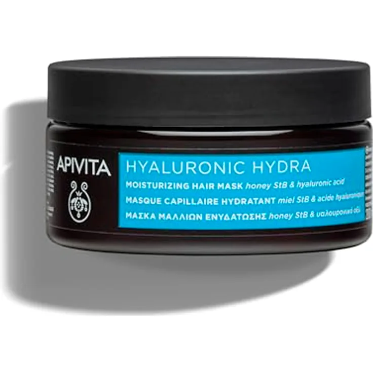 Apivita Hyaluronic Hydra Haarmaske 200ml, intensiv feuchtigkeitsspendende Pflege für geschädigtes Haar, natürliche Inhaltsstoffe
