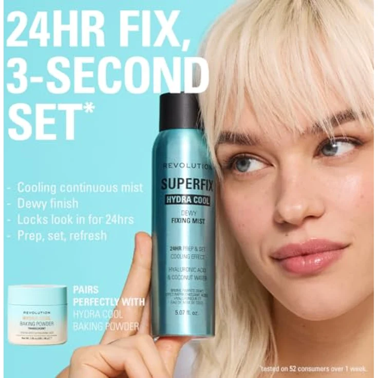 REVOLUTION Hydra Cool Superfix Prep + Set Fixing Spray, Fixierspray mit kühlender Formel zur Make-up Vorbereitung und Fixierung – Bild 4