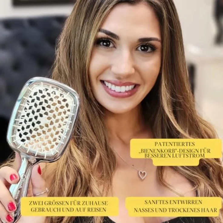 Janeke Superbrush Small, Flachbürste für Damen mit sanften Borsten zum Entwirren und Stylen von nassem Haar, 1 St. – Bild 5