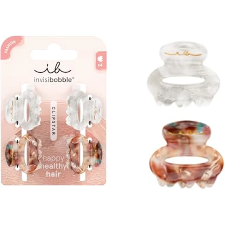 invisibobble CLIPSTAR Petit Bijoux S Hair Clips Set | 4 elegante Haarklammern in neutralen Farben | Sanfter Halt mit HairLoveTech | Stil & Pflege für gesundes Haar – Bild 1
