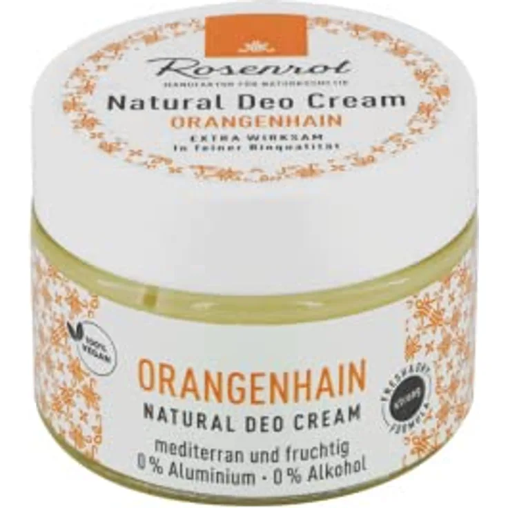 Rosenrot Deo-Creme, Deo Creme mit 100% natürlichen Inhaltsstoffen, Orangenhain Duft, 50g